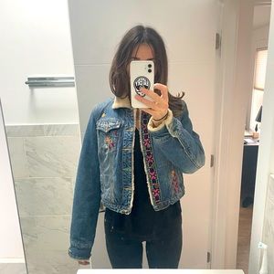 Free People Embroidered Denim Jacket size M